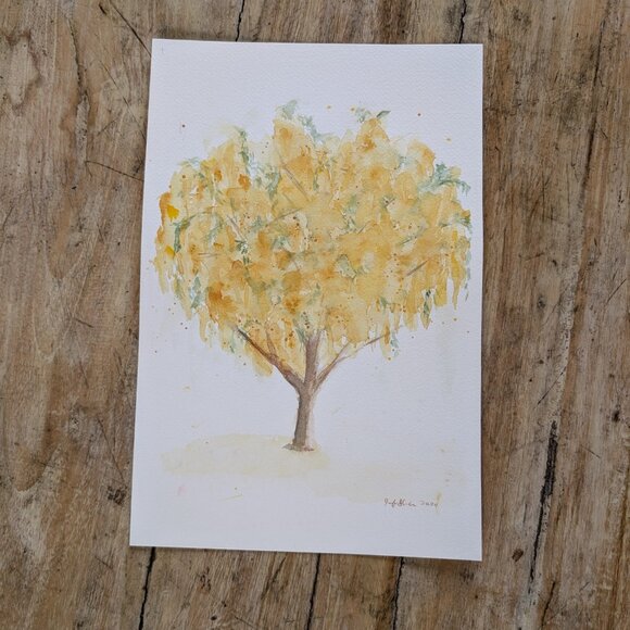 Golden Shower Tree Cassia Fistula: Original Watercolor Painting - Picture 1 of 5